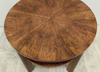 stolik kawowy ława Art deco vintage okrągły orzech lata 40-te modernizm