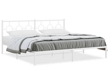 Łóżko Metalowe Białe Rama Łóżka Ze Stelażem Biała 193x203 cm WM-376281