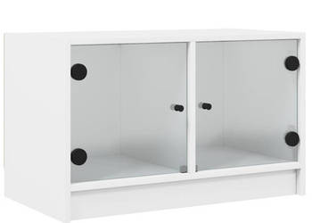 Szafka TV ze szklanymi drzwiami biała 68x37x42 cm WM-836357