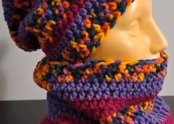 Komplet czapka smerfetka z kominem