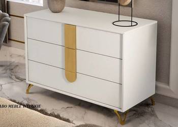 Nowoczesna włoska komoda do sypialni Gracja biało-złota