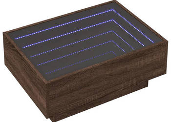Stolik kawowy z LED brązowy dąb 70x50x30 cm WM-847517