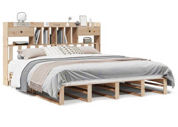 Łóżko z regałem bez materaca lite drewno sosnowe 180x200 cm WM-3323968