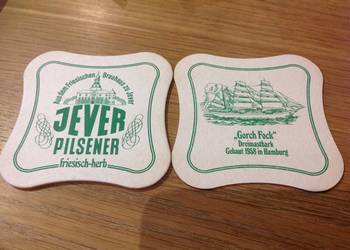 Stara Podkładka  pod Piwo JEVER PILSENER Fresisch Herb - 3 szt, Dwustronna