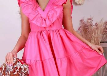 Sukienka zmysłowa - falbanka, odkryte plecy, perfekcyjny look uni biust 86