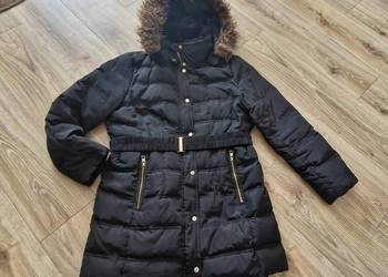 płaszcz zimowy H&M czarny r 42/44 Xl/XXL pikowany z paskiem