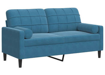 2-osobowa sofa z poduszkami niebieska 140 cm aksamit WM-3278228