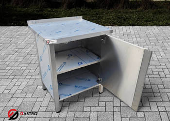 Stół przyścienny gastronomiczny z szafką i drzwiami skrzydłowymi 70x60x85