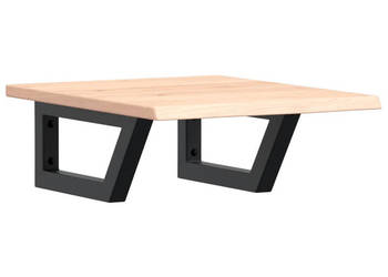 Półka ścienna pod umywalkę stal i lite drewno dębowe WM-3302535