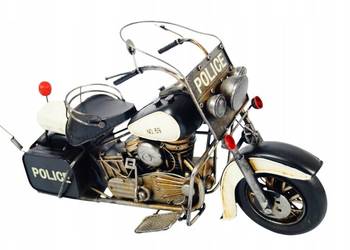 Metalowy pojazd - motocykl POLICJA police rekwizyt dekoracja