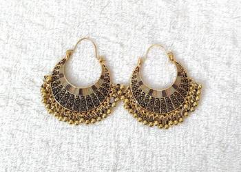 Ładne duże kolczyki koła orient boho bohemian hippie kolor złoty brązowy