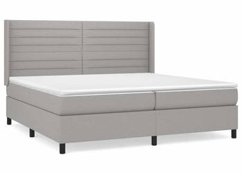 Łóżko kontynentalne z materacem jasnoszare tkanina 200x200 cm WM-3131537