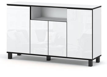 Komoda Biała Połysk 140cm Bruno Pojemna Nowoczesna Szafka Salon Sypialnia