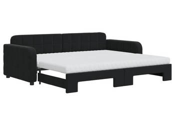 Sofa rozsuwana z materacami czarna aksamit 90x200 cm WM-3196957