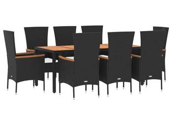 vidaXL 9-cz. zestaw mebli ogrodowych z poduszkami, czarny(SKU:3157533)