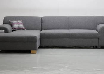 SYX DESIGN NAROŻNIK funkcja spania, kanapa, rogówka, popielata tkanina