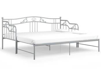 vidaXL Sofa z wysuwaną ramą łóżka, szara, metalowa(SKU:324766)