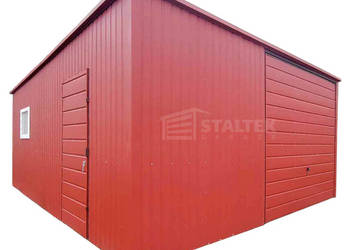 Garaż blaszany 6x6 Brama uchylna drzwi dach spad w tył ST114