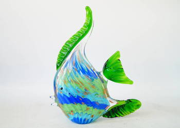 Figura szklana figura Murano style ryba rybka dekoracja prezent zielona