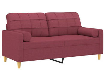 2-osobowa sofa z poduszkami winna czerwień 140 cm tkanina WM-3200788