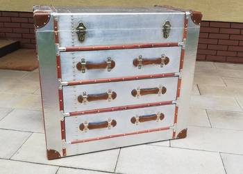 Komoda Aviator skrzynia walizka  aluminium szafka kufer inspirowana