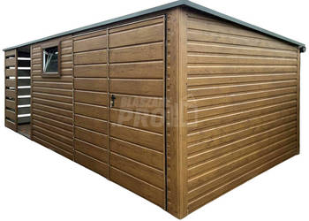 chowek – domek ogrodowy 3,5×3 m + wiata 2×3 m  drewnopodobny GP731