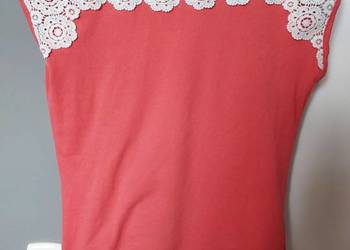 T-shirt z koronką, bluzka damska, koszulka, S