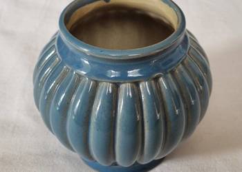 Ceramiczny pękaty wazon – błękitny porcelit