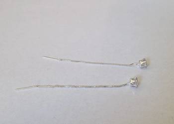 kolczyki wiszące przeciągane srebrne srebro 925 cyrkonia