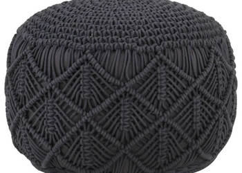 Ręcznie robiony puf z makramy antracytowy 45 x 30 cm bawełna WM-324003