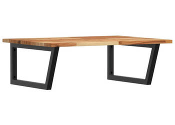 Półka ścienna pod umywalkę stal i lite drewno akacjowe WM-3302923