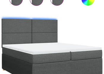 Łóżko kontynentalne z materacem ciemnoszara tkanina 200x200 cm WM-3294457