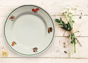 Duży, stary talerz bajkowy patera vintage porcelana Lubiana