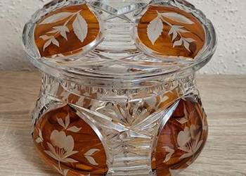 Duża, bomboniera, kryształowa PRL.Huta Julia