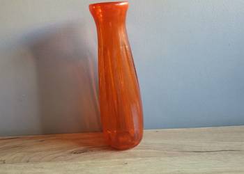 Stary, duży, ciężki, pomarańczowy wazon HSG Ząbkowice design PRL 1970