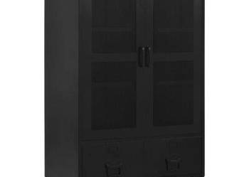 vidaXL Szafka industrialna z siatką, stal, 75x40x120 cm, czarna(SKU:145355)