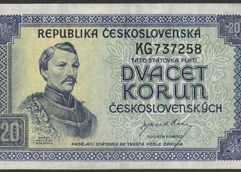 Czechosłowacja 20 koron 1945 - stan bankowy - UNC -