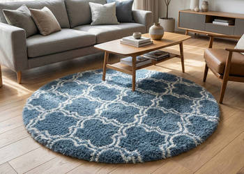 Dywan okrągły do salonu shaggy DECOR antypoślizgowy miękki puszysty 120x12…