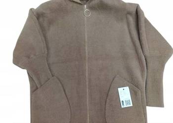 WIOSNA-JESIEN GRUBY PŁASZCZ Alpaka Kardigan -UNI BIUST DO 140 CM brąz jasny