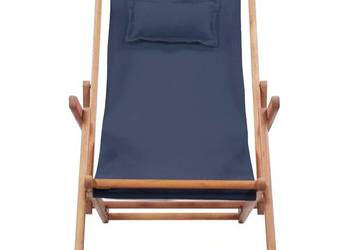 vidaXL Składany leżak plażowy, tkanina i drewniana rama(SKU:43996)