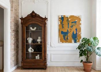 DREWNIANA WITRYNA PALISANDER witryna eklektyczna 238 cm fornir rombowy LUX