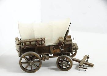 Drewniany model wozu pionierskiego (Dziki Zachód) – Handmade, detale