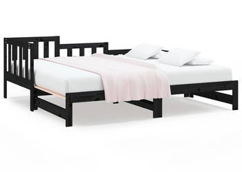 Łóżko rozsuwane czarne 2x(80x200) cm lite drewno sosnowe WM-820740