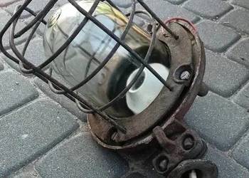 Lampa industrialna OMG-200 Polam Wilkasy 1985r. PRL loft – całe szkło