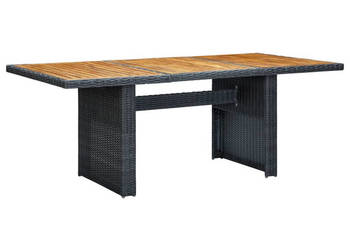 Stół ogrodowy szary rattan PE i lite drewno akacjowe WM-313310