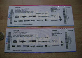 Starocie z PRL - SPORT = Zestaw 2 bilety wstępu na KSW 27 w 2014 r.