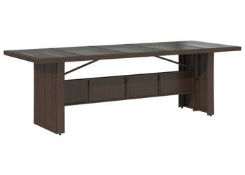 Stół ogrodowy ze szklanym blatem brąz 240x90x75cm polirattan WM-365598