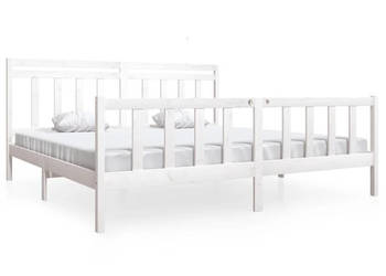Rama łóżka biała lite drewno sosnowe 200 x 200 cm WM-3100979