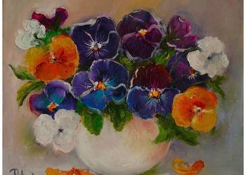 Bratki obraz olejny 30-25 cm dostępny