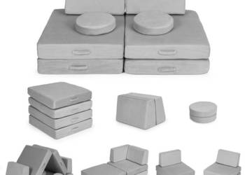 Sofa modułowa duża składana dla dzieci DIY 8 miękkich poduch - szara ECOTO…